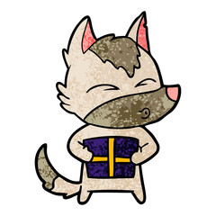 cartoon christmas wolf whistling