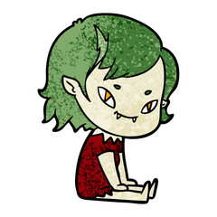 cartoon friendly vampire girl sat down