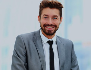 business man looking at camera