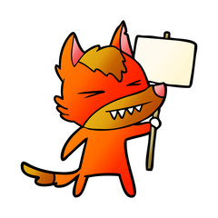 fox cartoon character with protest sign