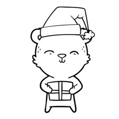 happy cartoon bear with gift