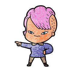 cute cartoon girl with hipster haircut