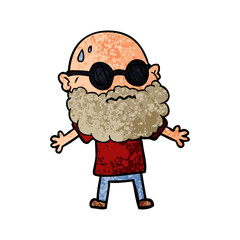 cartoon worried man with beard and sunglasses