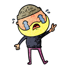 cartoon bearded man crying