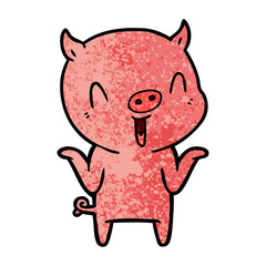 happy cartoon pig