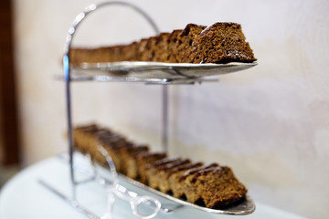 Chocolate cookies in a silver plate