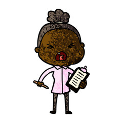 cartoon angry old woman