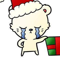 crying cartoon christmas polar bear