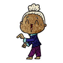 cartoon happy old lady