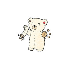 cartoon polar bear teddy with  torn arm