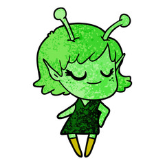 smiling alien girl cartoon