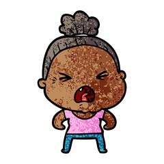 cartoon angry old woman