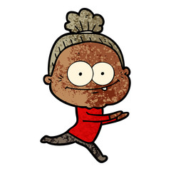 Obraz premium cartoon happy old woman