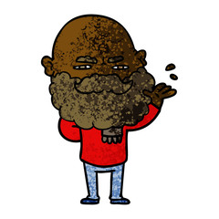 cartoon dismissive man with beard frowning
