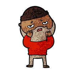 Obraz premium cartoon worried man with beard