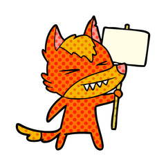 fox cartoon character with protest sign