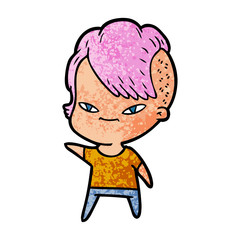Obraz premium cute cartoon girl with hipster haircut