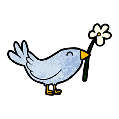 cartoon bird with flower