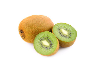 Fresh kiwi isolated on white background.