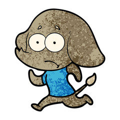 cartoon unsure elephant running away