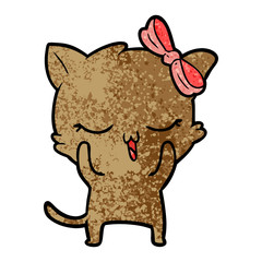 Fototapeta premium cartoon cat with bow on head