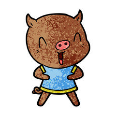 happy cartoon pig