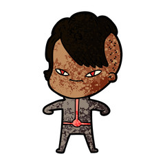 Obraz premium cute cartoon girl with hipster haircut