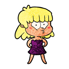 cartoon whistling girl
