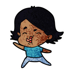 cartoon girl pulling face