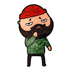 Obraz premium cartoon worried man with beard