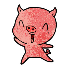 happy cartoon pig