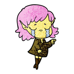 cartoon crying elf girl