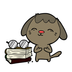 happy cartoon dog scholar