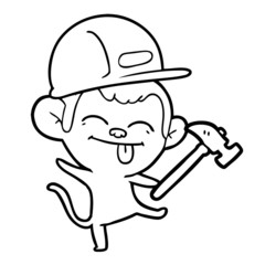 funny cartoon builder monkey dancing