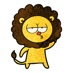 cartoon bored lion waving