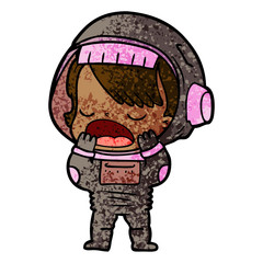 cartoon talking astronaut yawning