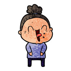 cartoon happy old woman