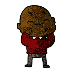 happy cartoon bald man