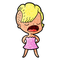 cartoon cool hipster girl talking