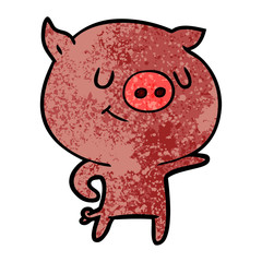 happy cartoon pig