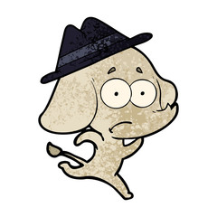 cartoon unsure elephant running away