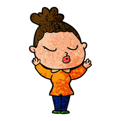 cartoon calm woman