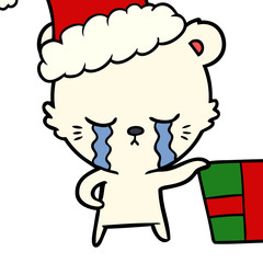 crying cartoon christmas polar bear