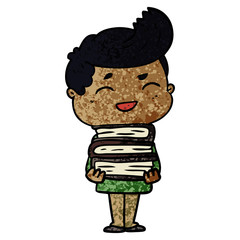 cartoon man laughing holding books