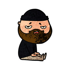 Obraz premium cartoon worried man with beard