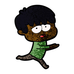 cartoon exhausted boy