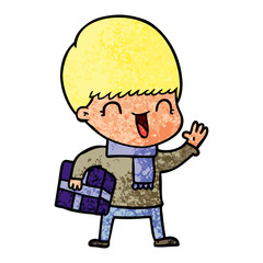 happy cartoon boy