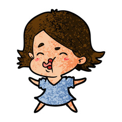 cartoon girl pulling face