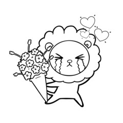 cartoon crying lion in love