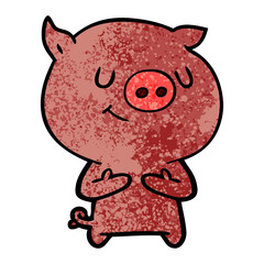 happy cartoon pig